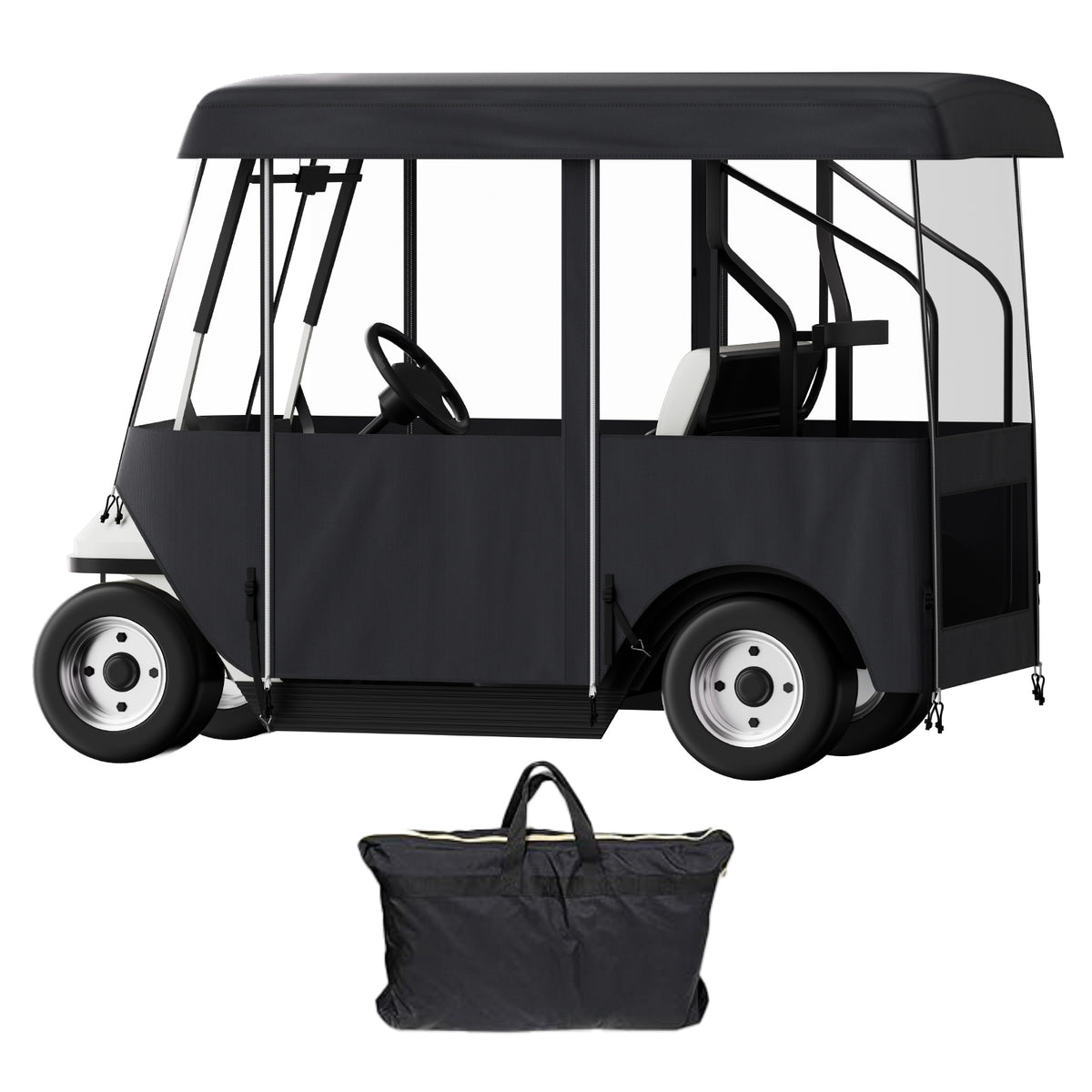 Golf Cart Enclosure 86'', 4-Person Golf Cart Cover, 4-Sided Fairway Deluxe, 300D Waterproof Driving Enclosure with Transparent Windows, Fit for 4-Seat EZGO, Club Car, Yamaha Carts