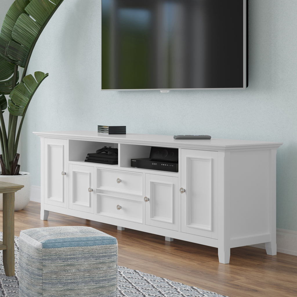 Amherst 72 inch Solid Wood TV Media Stand in White