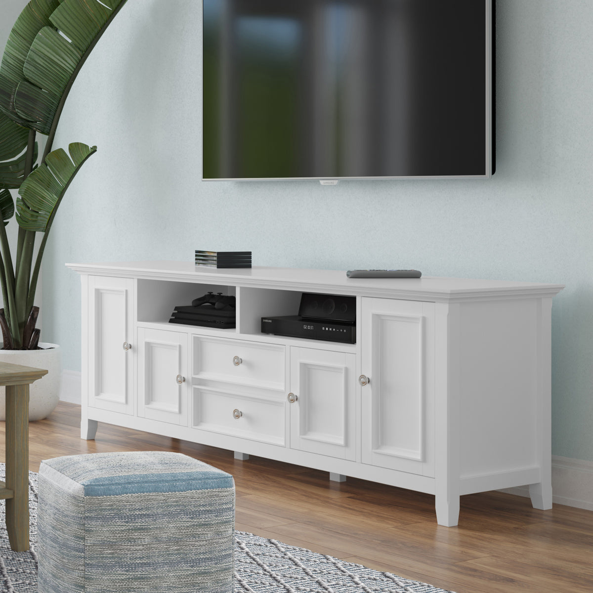 Amherst 72 inch Solid Wood TV Media Stand in White