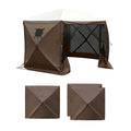 Canopy Sidewalls, 5.67 x 4.85 ft, Canopy Tent Walls with Waterproof and Sunlight Protection Layer, One-Sided Window Design, Fit for Outdoor Event Tents, Vendor Booths (3 Sidewalls Only, Brown)