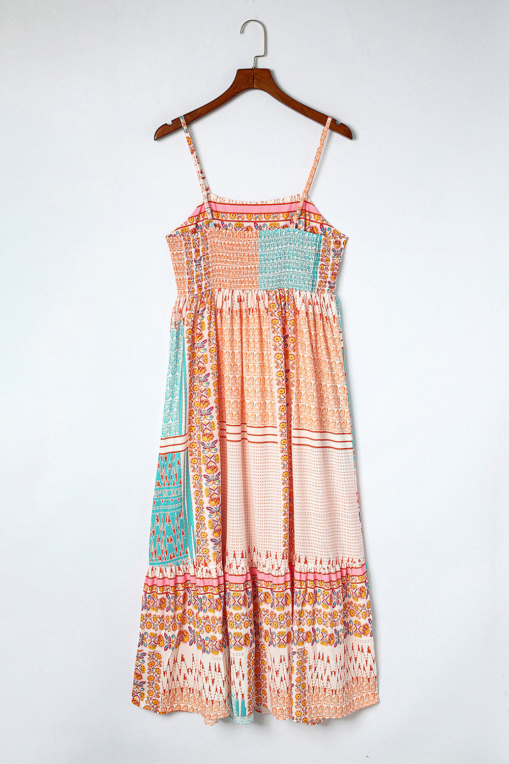 Multicolor Boho Patchwork Print Square Neck Sundress - Eloy Royal