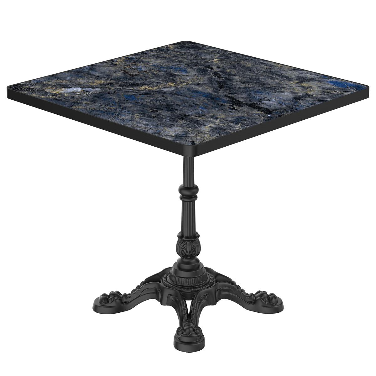 31.5' Square Outdoor Tulip Dining Table, Sintered Stone Tabletop with Luxury Faux Marble Print, Heavy Duty Cast Iron Base, Scratch & Wear Resistant, Waterproof Surface, Ideal for Indoor & Outdoor Use