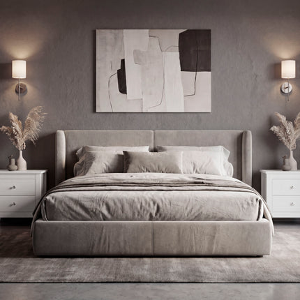 Arial Set of 2 Modern White Nightstands with 2 Drawers for Bedroom Storage