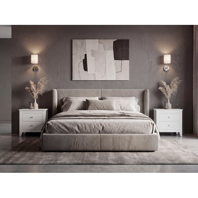 Arial Set of 2 Modern White Nightstands with 2 Drawers for Bedroom Storage
