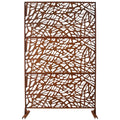 Outdoor & Indoor Privacy Screen Metal Privacy Screen 76' H×48' W, Freestanding Decorative Privacy Screen for Deck Balcony Patio, Privacy Fence Panels for Outside Lawn Garden PS102 RUSTY