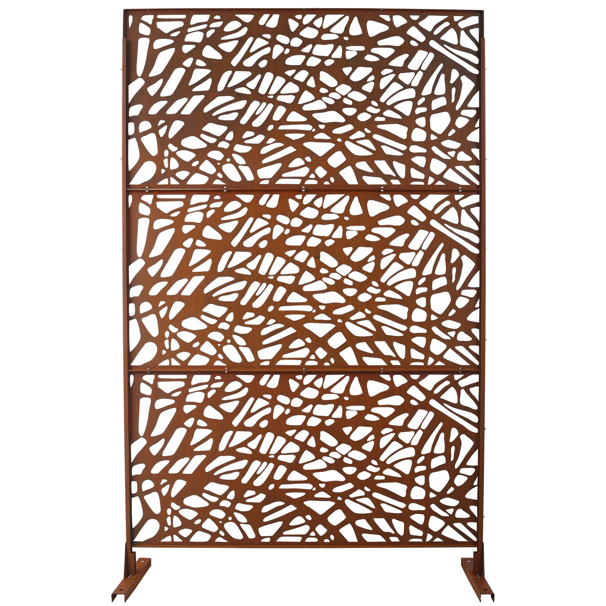 Outdoor & Indoor Privacy Screen Metal Privacy Screen 76' H×48' W, Freestanding Decorative Privacy Screen for Deck Balcony Patio, Privacy Fence Panels for Outside Lawn Garden PS102 RUSTY
