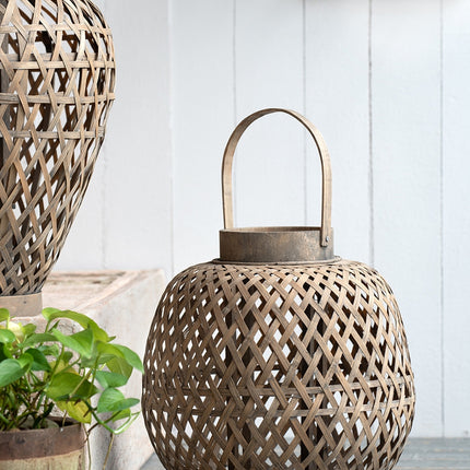 13x13x13.8' Coconio Wood Lattice Lantern-Oval