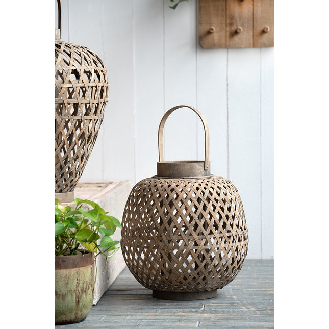 13x13x13.8' Coconio Wood Lattice Lantern-Oval