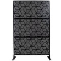 Outdoor & Indoor Privacy Screen Metal Privacy Screen 76' H×48' W, Freestanding Decorative Privacy Screen for Deck Balcony Patio, Privacy Fence Panels for Outside Lawn Garden PS116 BLACK