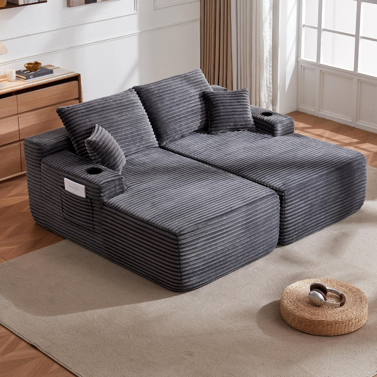 69'Cloud Sectional Couch, L-Shape Chaise with R-Shape Chaise with Deep Seat and Comfortable 2 Seater Couch for Modern Living Room,(Plush Fabric),Grey
