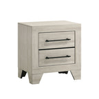 Light Gray Finish Contemporary Nightstand 1pc Metal Handles Central Glide English Dovetail Drawers Bedroom Furniture