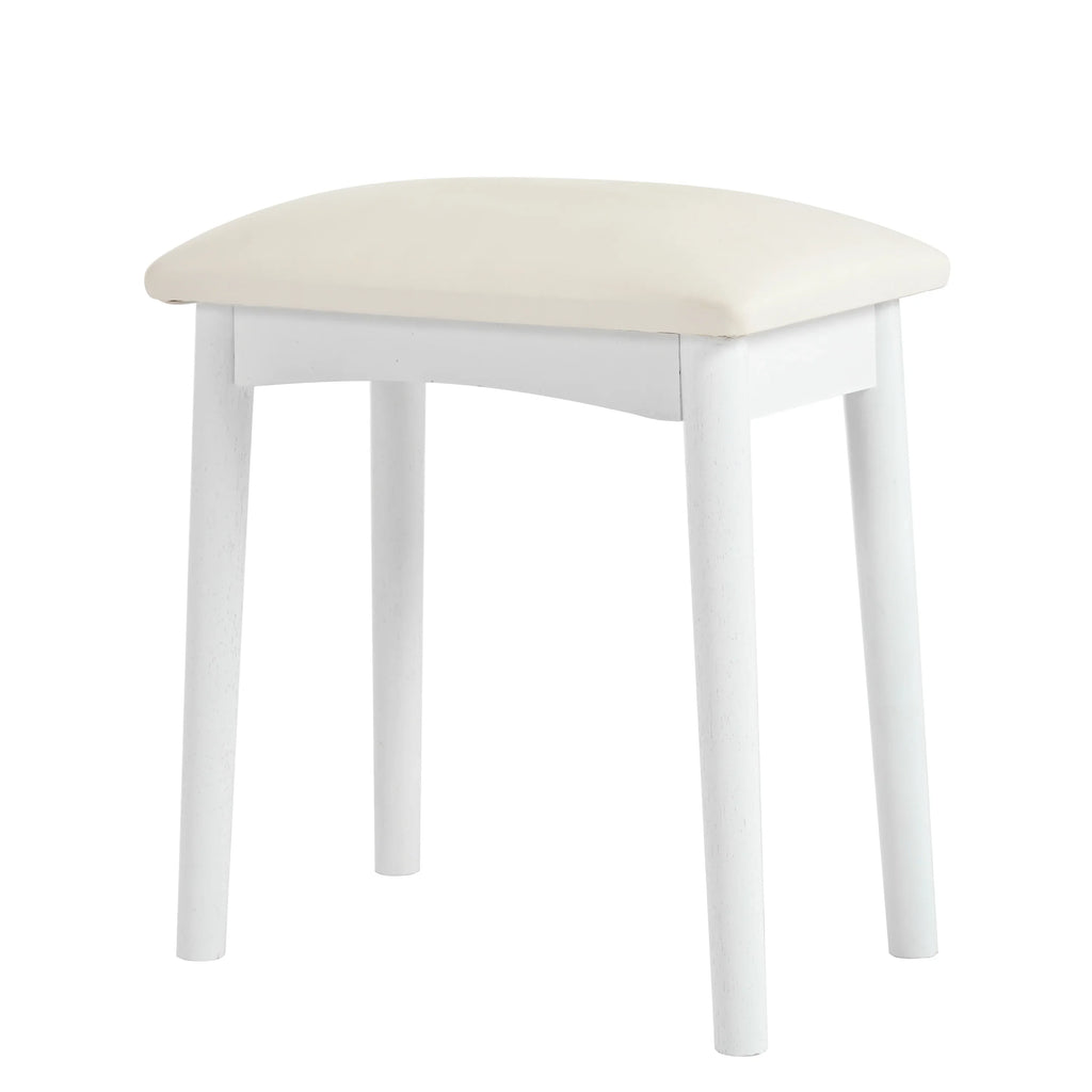 Corner Makeup Vanity Desk With Mirror & LED Lights, Modern Vanity Set With Mirror And Stool, Dressing Table With Large Storage For Small Place, Brightness Adjustable Folding Mirror, White - Eloy Royal