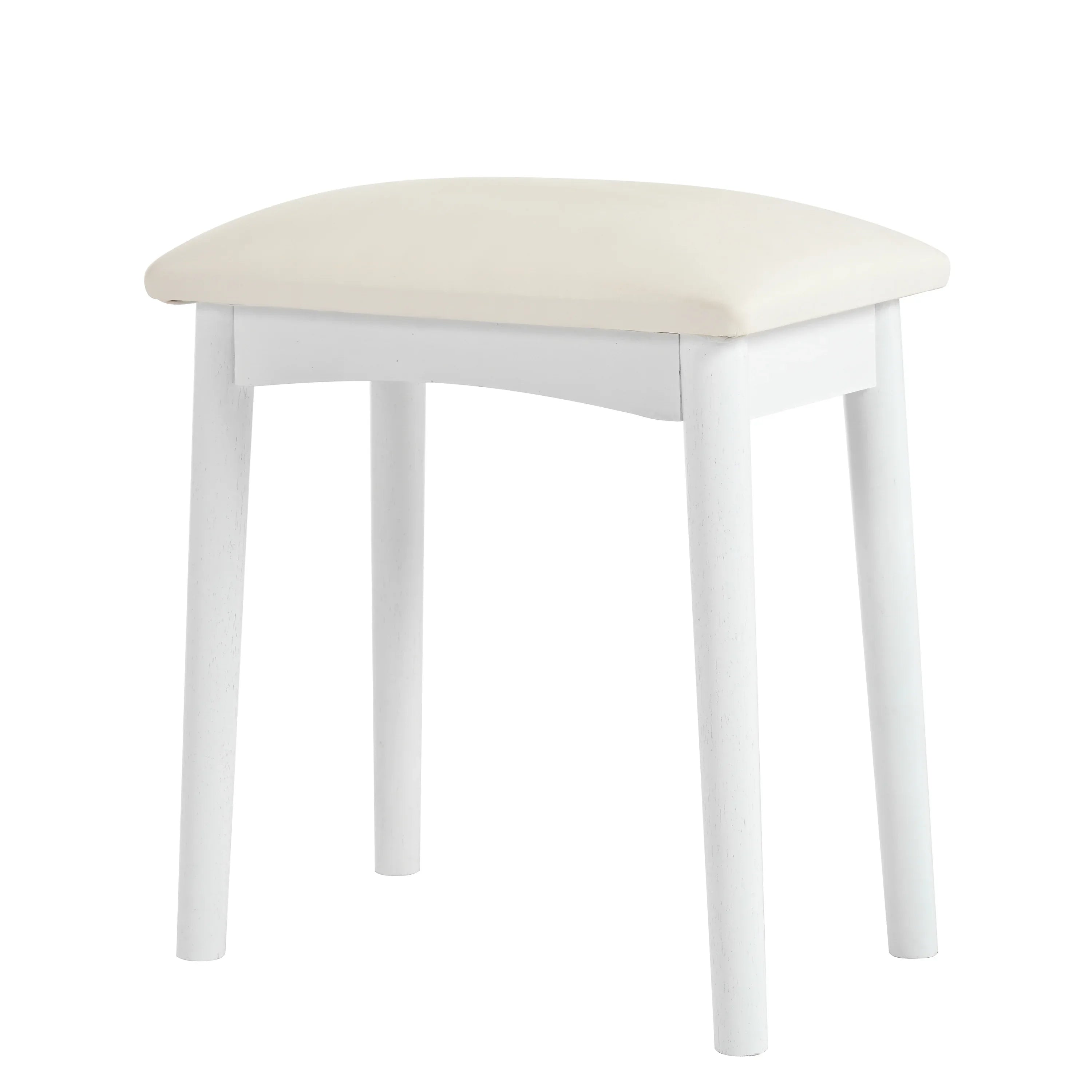 Corner Makeup Vanity Desk With Mirror & LED Lights, Modern Vanity Set With Mirror And Stool, Dressing Table With Large Storage For Small Place, Brightness Adjustable Folding Mirror, White - Eloy Royal