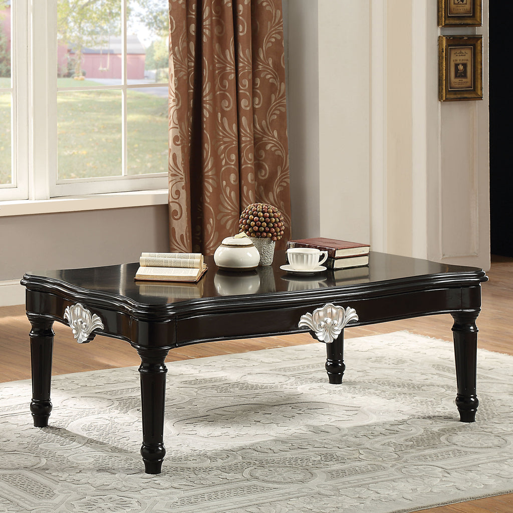 Ashford black coffee table with turned legs