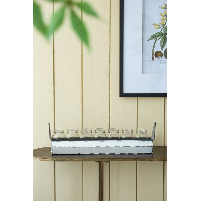 22x5x6.5' Rustic Orman Metal Tray With Glass Jars