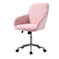 TY Ergonomic Office Chair, Baby Pink Velvet Adjustable Swivel Chair with Lumbar Support for Home or Bedroom Use