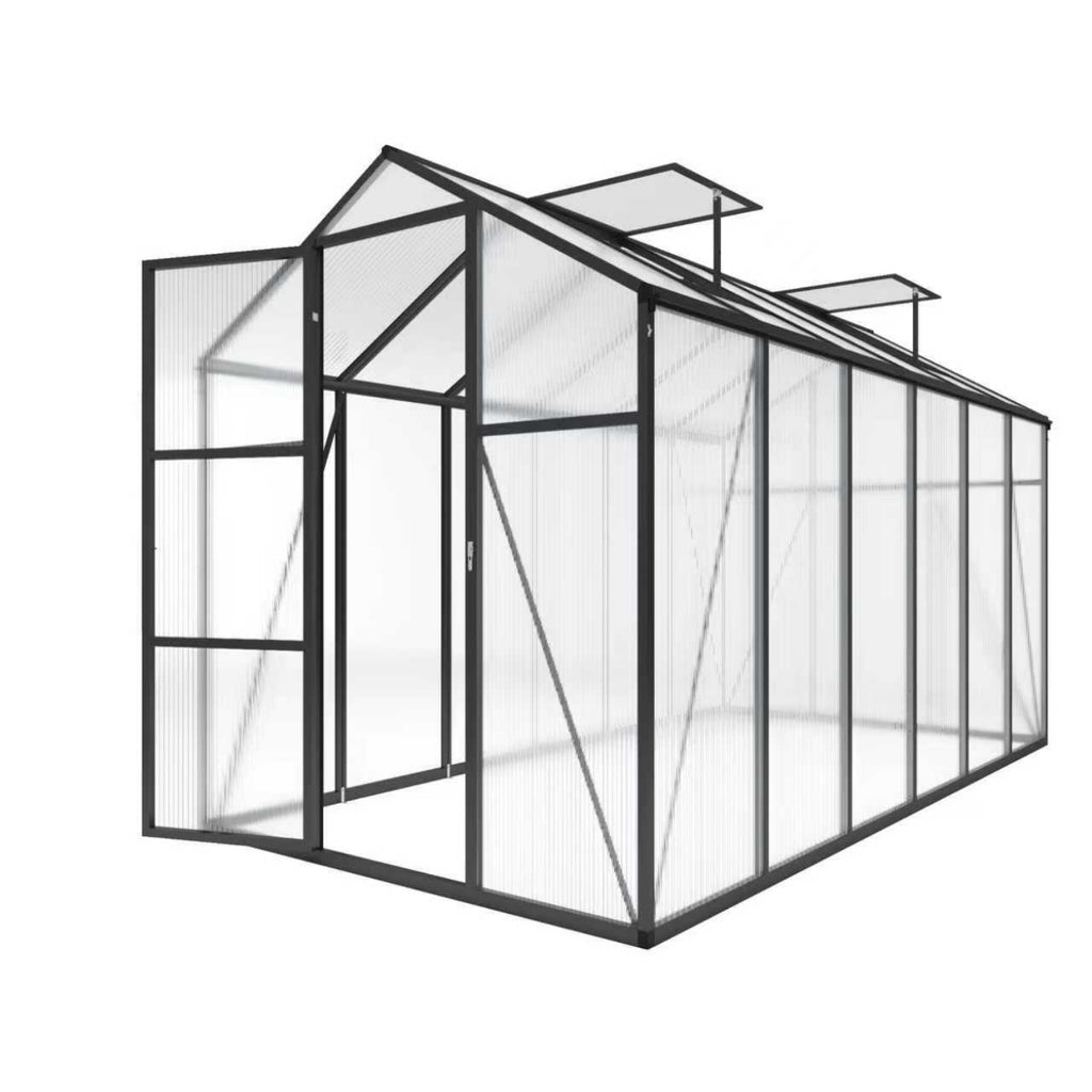6x12 FT Walk-in Outdoor Greenhouse - Polycarbonate Garden Greenhouse with Sturdy Aluminum Frame, Adjustable Vents, Lockable Door & UV Protection for Backyard