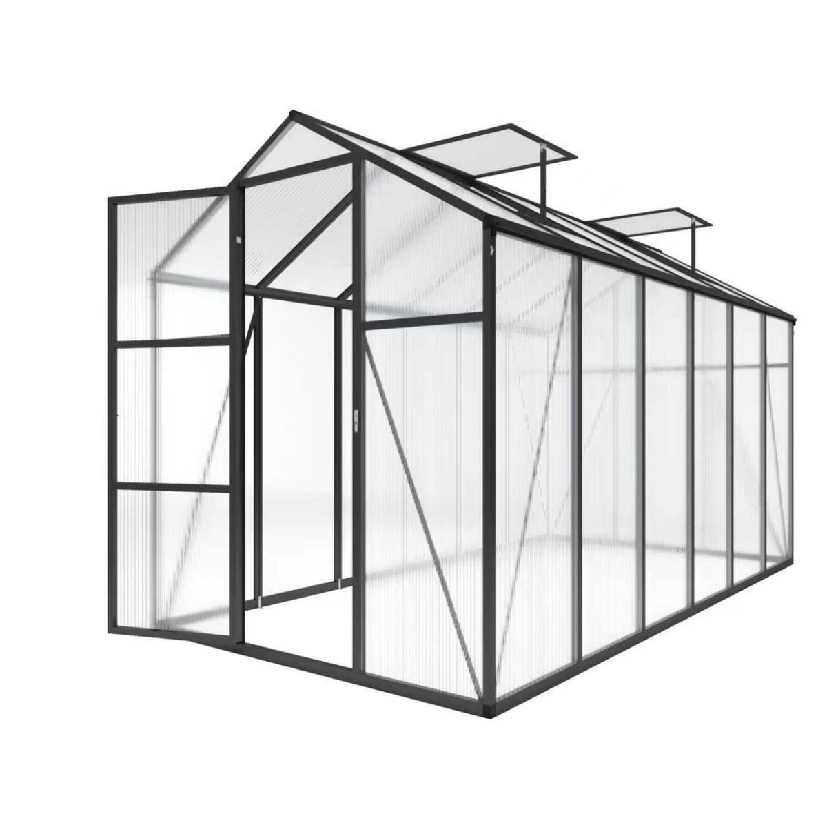 6x12 FT Walk-in Outdoor Greenhouse - Polycarbonate Garden Greenhouse with Sturdy Aluminum Frame, Adjustable Vents, Lockable Door & UV Protection for Backyard