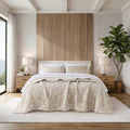 3 Pieces King Jacquard Cotton Gauze Quilt Set,Linen