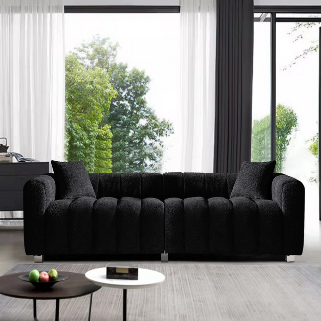 83.46 in in Premium Velvet Sofa 3-Seater Loveseat with Modern Bubble Upholstered