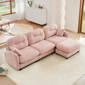 Modular Sectional L Shaped Couch With Ottoman, Premium Chenille Fabric,Tufted Cushion Backrest Design,Ergonomic Design  Easy Install,Fits Bedrooms,Living Rooms Reading Nooks,Pink