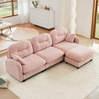 Modular Sectional L Shaped Couch With Ottoman, Premium Chenille Fabric,Tufted Cushion Backrest Design,Ergonomic Design  Easy Install,Fits Bedrooms,Living Rooms Reading Nooks,Pink
