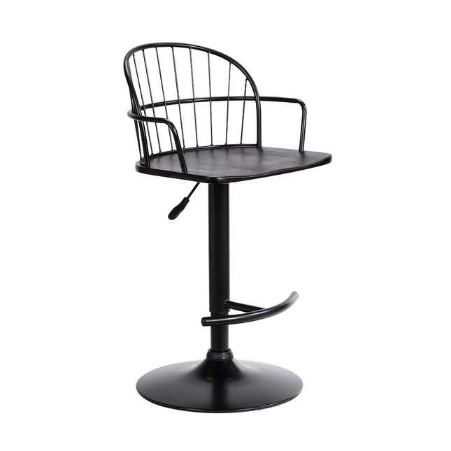 Drawe Adjustable Black Wood and Metal Barstool