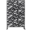 Outdoor & Indoor Privacy Screen Metal Privacy Screen 76' H×48' W, Freestanding Decorative Privacy Screen for Deck Balcony Patio, Privacy Fence Panels for Outside Lawn Garden PS117 BLACK