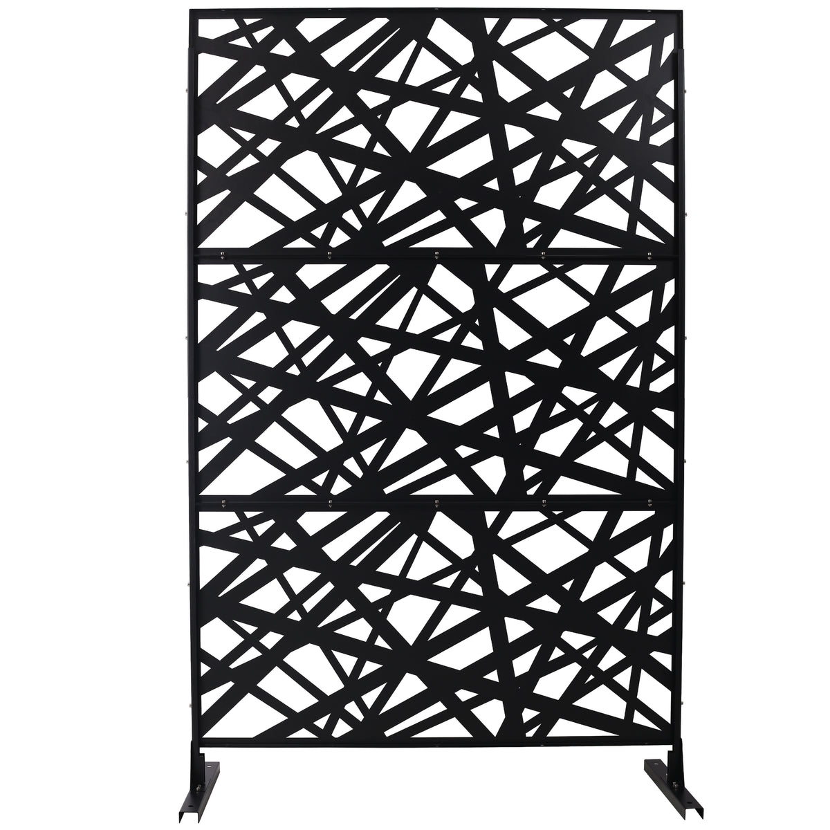 Outdoor & Indoor Privacy Screen Metal Privacy Screen 76' H×48' W, Freestanding Decorative Privacy Screen for Deck Balcony Patio, Privacy Fence Panels for Outside Lawn Garden PS117 BLACK
