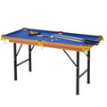 Soozier 55' Portable Folding Billiards Table Game Pool Table for Whole Family Number Use With Cues, Ball, Rack, Chalk, Blue