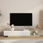 Modern TV Stand with LED Lights , Entertainment Center Wooden TV Stand, TV Stand Desk Media Cabinet with Storage for Living Room Bedroom