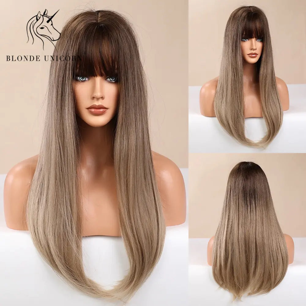 Synthetic Long Brown Wig - Eloy Royal