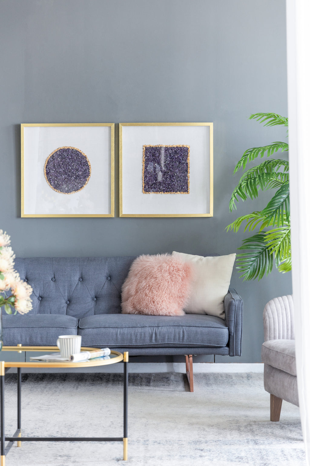 S/2 23.6x23.6' Lillian Purple Crystal Shadow Boxes Wall Décor
