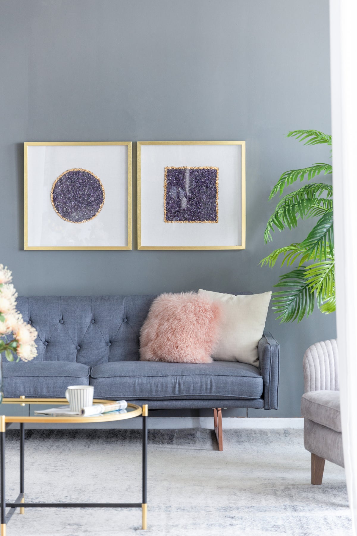 S/2 23.6x23.6' Lillian Purple Crystal Shadow Boxes Wall Décor