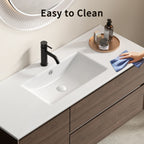 Ceramic Bathroom Sink – 121 x 46 x 17cm Thin Edge Vanity Basin, Single Bowl Countertop Porcelain Wash Basin for Bathroom, Toilet, Powder Room (No Faucet, No Drain ) - Eloy Royal