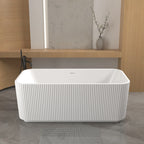 59'Rectangle Linear Acrylic Freestanding Bathtub Stand Alone Soaker Tub, Glossy White Acrylic, POP-UP Chrome Drain, cUPC Certified, - Eloy Royal