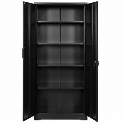Ironclad 71' Black Metal Storage Cabinet with Locking Doors and 4 Adjustable Shelves, Heavy-Duty Steel Cabinet for Garage, Laundry, Office, or Warehouse