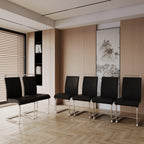 Modern Dining Chairs,PU Faux Leather High Back Upholstered Side Chair with C-shaped Tube plating Metal Legs for Dining Room Kitchen Vanity Patio Club Guest Office Chair (Set of 4) (Black+PU Leather) - Eloy Royal