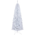 HOMCOM 6ft Pencil Christmas Tree, Unlit Artificial Christmas Tree Slim Douglas Fir Xmas Tree with Realistic Branches, Halloween Tree with 618 Tips, White