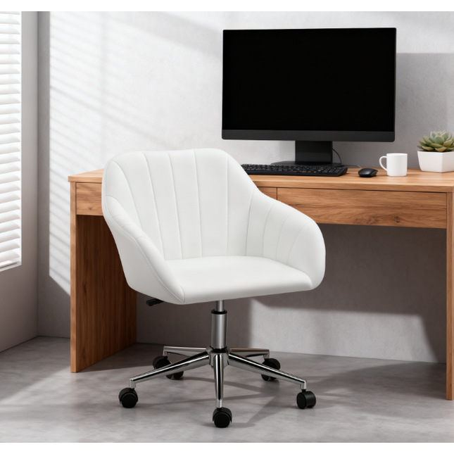 Faux Leather Office Chair, Adjustable Swivel Design for Home Office, Sleek Modern Look & Comfy Seating