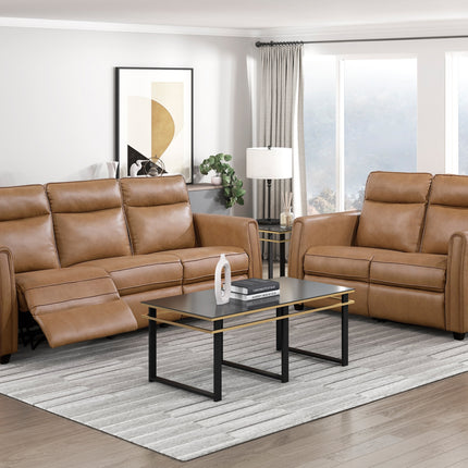 Modern Brown Power Recliner Sofa Set 2pc Sofa Loveseat Chair USB Ports Zero Wall Reclining Design Faux Leather Upholstery Furniture