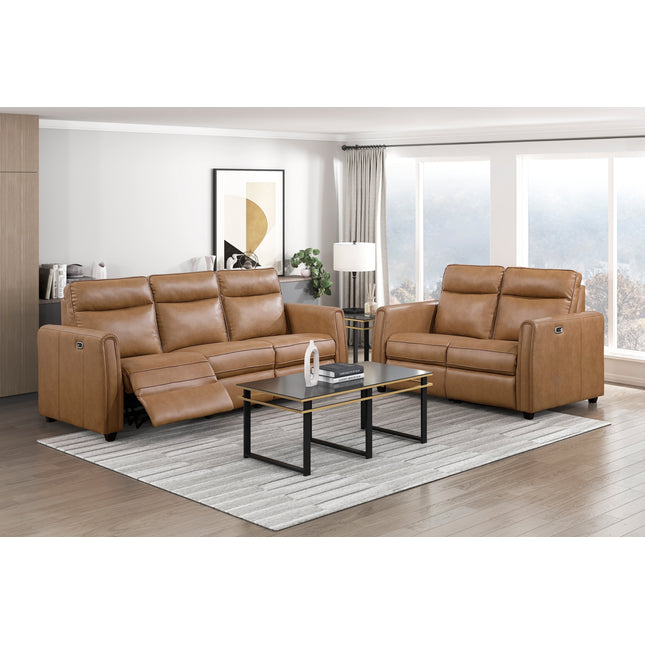 Modern Brown Power Recliner Sofa Set 2pc Sofa Loveseat Chair USB Ports Zero Wall Reclining Design Faux Leather Upholstery Furniture