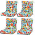 Outdoor Chair Cushions Set of 8, 19 x 19 x 4 Inch Tufted Seat Cushions with Ties, Waterproof Patio Chair Pads for Dining Chairs, Garden & Outdoor Furniture-paisley multi