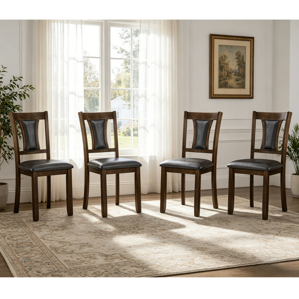 Dining Chairs Only, Wooden Dining Chairs Set of 4, Kitchen Chair with Padded Seat, Upholstered Side Chair for Dining Room, Living Room, Kitchen, Walnut