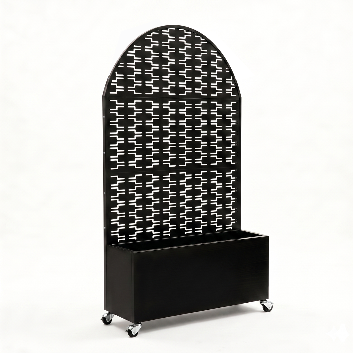 Arched Decorative Privacy Screen with Planter Box, 70.87' Tall Metal Freestanding Fence Planter, 46.8'×15.75'×16.92' Planter Box for Patio Balcony Backyard
