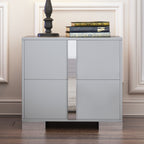 Elegant Nightstand with Metal Foot, Mirrored Bedside Table with 2 Drawers for Bedroom, Living Room, Gray (Old SKU: WF319353AAE)