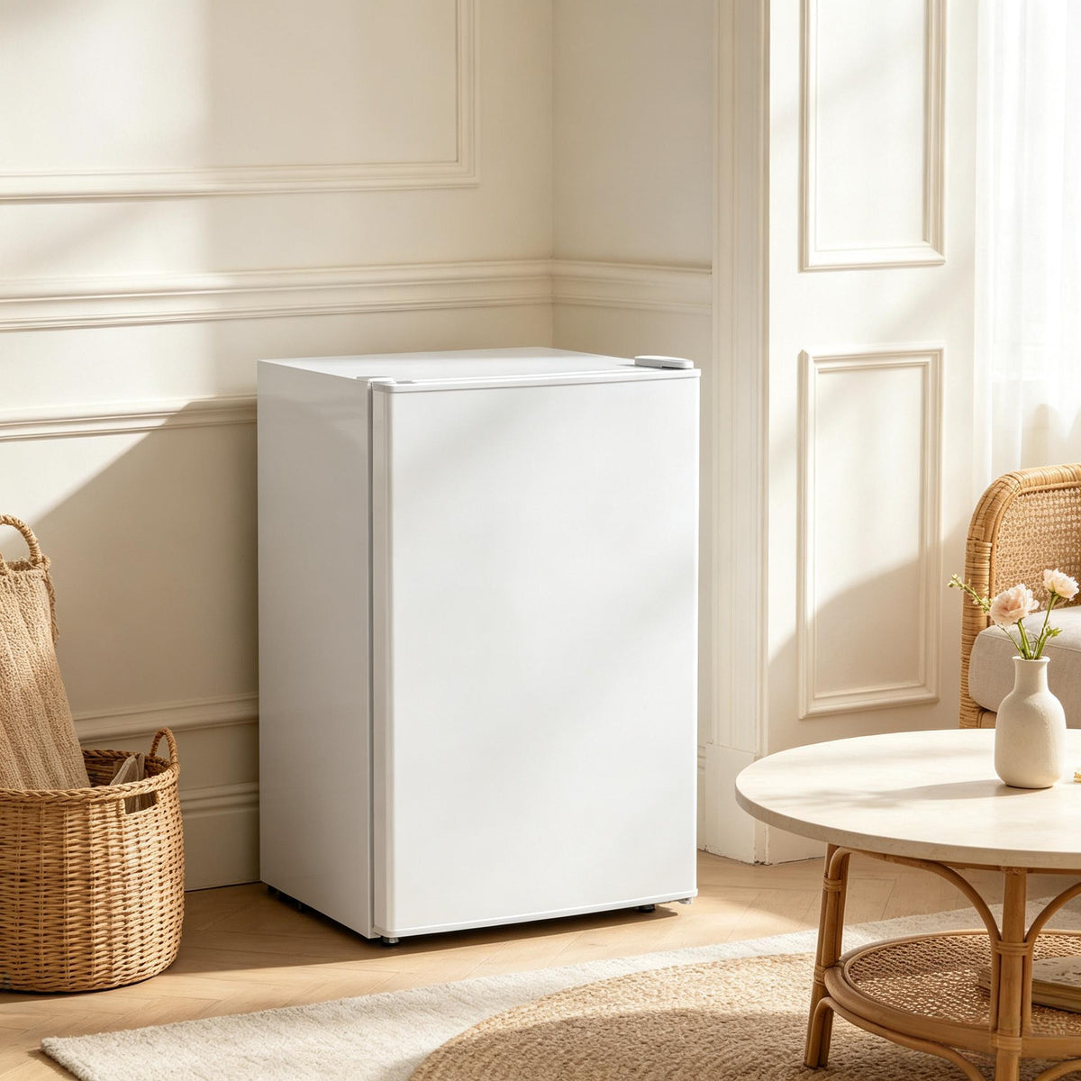 Modern Mini Cooler,Compact Mini Fridge,Space-Saving Single-Door Fridge