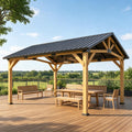 Sturdy Garden Pavilion,Outdoor Gazebo with Hardtop Roof,Spacious Patio Shelter