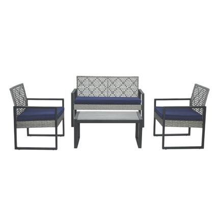 4-Piece Patio Furniture Set with Gray Acacia Wood Table Top