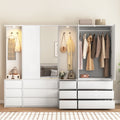 Wardrobe Closet 70.8' H, Bedroom Wooden Wardrobe with 3 Doors 2 Drawers, Modern Clothing Storage Cabinet Combination with Storage Shelves and Hanging Rail, White